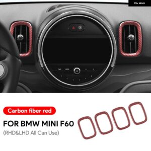 ABS ミニカントリーマン F60 エアアウトレットベント 計器サイドカバー ステッカー 装飾 フレームハウジングトリム シェル 4個 - red carbon texture