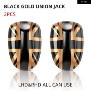 プラスチック フロントガラス 水スプレーノズルカバー ステッカー ミニクーパー F54 F55 F56 F57 F60 カントリーマン - Black Gold UnionJack