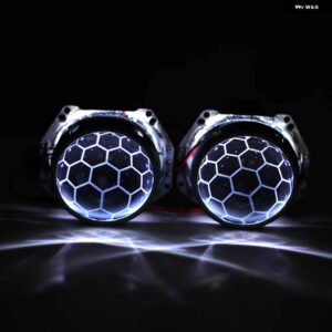 3.0インチ バイキセノンプロジェクターレンズハニカムブルーコーティング HELLA 3R G5 金属ホルダー D1 D2 D3 D4 電球 ヘッドライト レトロフィット - WHITE DEMON EYES