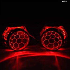3.0インチ バイキセノンプロジェクターレンズハニカムブルーコーティング HELLA 3R G5 金属ホルダー D1 D2 D3 D4 電球 ヘッドライト レトロフィット - RED DEMON EYES
