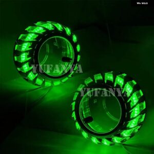2.5インチ バイキセノンバイ LED ヘッドライト レンズシュラウド LED タービンエンジェルアイシュラウドフィットキセノン / LED ヘッドライト - Green