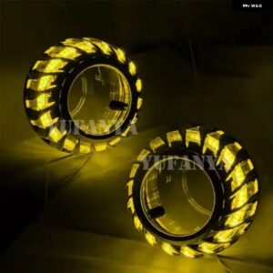 2.5インチ バイキセノンバイ LED ヘッドライト レンズシュラウド LED タービンエンジェルアイシュラウドフィットキセノン / LED ヘッドライト - Yellow