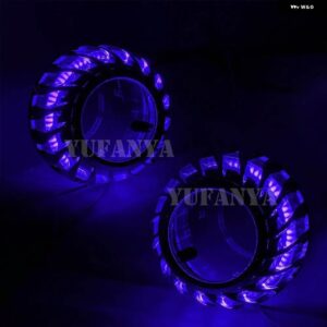 2.5インチ バイキセノンバイ LED ヘッドライト レンズシュラウド LED タービンエンジェルアイシュラウドフィットキセノン / LED ヘッドライト - Blue