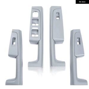 4個 ブラックフロントリア インナードア ハンドル アームレスト フレーム スイッチ コントロールパネル トリム 3TD867157 シュコダ スーパーブ 2008-2013 - Grey Set