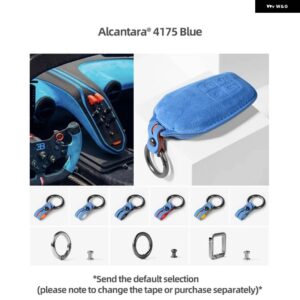 アルカンターラキーフォブカバー フェラーリ F1 ゴム 599 F40 ローマ 812 F8 SF90 ポルトフィーノキーケースキーホルダー カー - 4175 blue