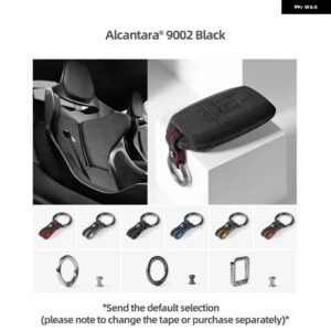 アルカンターラリモートキー FOB シェルロールスロイスファントムカリナンレイスキーケースカバー ホルダー キーホルダー - 9002 black