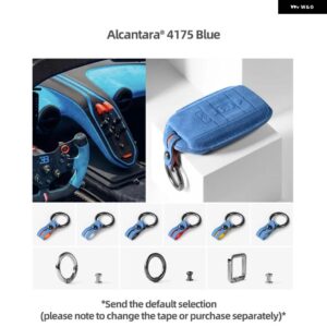 アルカンターラリモートキー FOB シェルロールスロイスファントムカリナンレイスキーケースカバー ホルダー キーホルダー - 4175 blue