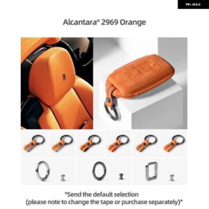 アルカンターラリモートキー FOB シェルロールスロイスファントムカリナンレイスキーケースカバー ホルダー キーホルダー - 2969 orange