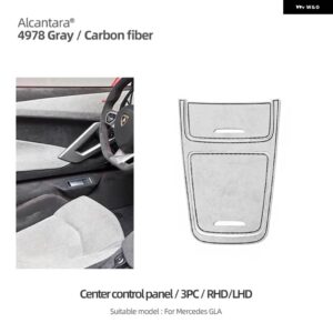 アルカンターラ メルセデス W177 CLA GLA A クラスカーセンターコンソール CD パネル インテリア トリム ステッカー カーボンカー - Alcantara Gray 3PC