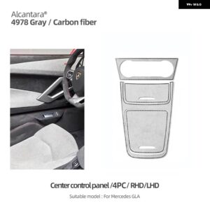 アルカンターラ メルセデス W177 CLA GLA A クラスカーセンターコンソール CD パネル インテリア トリム ステッカー カーボンカー - Alcantara Gray 4PC