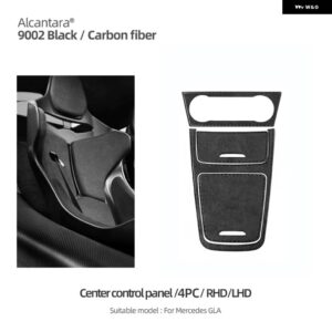 アルカンターラ メルセデス W177 CLA GLA A クラスカーセンターコンソール CD パネル インテリア トリム ステッカー カーボンカー - Alcantara Black 4PC