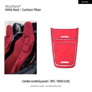 アルカンターラ メルセデス W177 CLA GLA A クラスカーセンターコンソール CD パネル インテリア トリム ステッカー カーボンカー - Alcantara Red 3PC