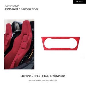 アルカンターラ メルセデス W177 CLA GLA A クラスカーセンターコンソール CD パネル インテリア トリム ステッカー カーボンカー - Alcantara Red 1PC
