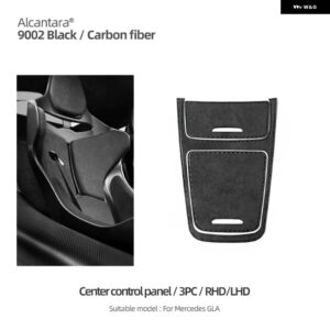 アルカンターラ メルセデス W177 CLA GLA A クラスカーセンターコンソール CD パネル インテリア トリム ステッカー カーボンカー - Alcantara Black 3PC