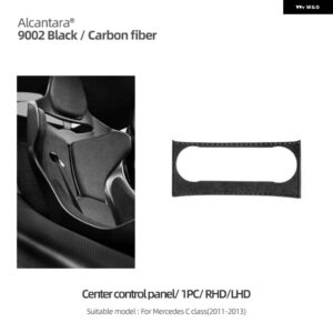 アルカンターラ メルセデス W204 C クラスカーボンセンターコンソール CD ボタン パネル トリム カバー ステッカー インテリア カー - 1PC BLACK