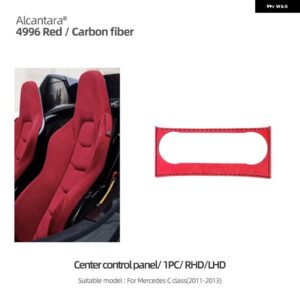 アルカンターラ メルセデス W204 C クラスカーボンセンターコンソール CD ボタン パネル トリム カバー ステッカー インテリア カー - 1PC Red
