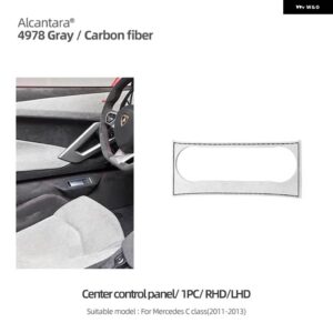 アルカンターラ メルセデス W204 C クラスカーボンセンターコンソール CD ボタン パネル トリム カバー ステッカー インテリア カー - 1pc Gray