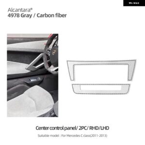 アルカンターラ メルセデス W204 C クラスカーボンセンターコンソール CD ボタン パネル トリム カバー ステッカー インテリア カー - 2pcs Gray