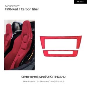 アルカンターラ メルセデス W204 C クラスカーボンセンターコンソール CD ボタン パネル トリム カバー ステッカー インテリア カー - 2pcs Red