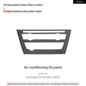 X5 X6 F15 F16 2013-2017 カーボンセンターコンソール CD パネル 空調パフォーマンス ステッカー インテリア - Carbon Fiber Leather