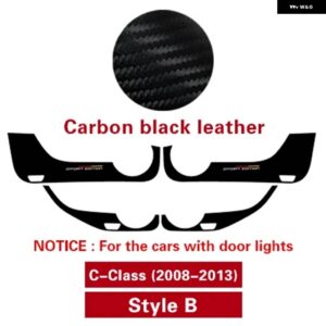 ドアアンチキックパッド ステッカー 超薄型革 PVC ドアサイドエッジフィルム メルセデス W204 W205 W213 C E クラス - Style B Carbon black
