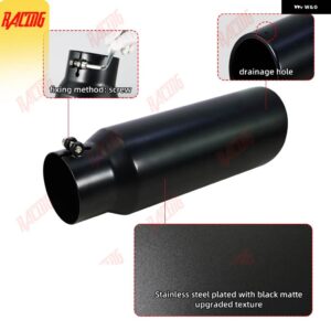 3インチ インレット エキゾースト チップ ブラックパウダーコーティングボルト締め/ エキゾースト テールパイプ チップ トラックマフラー システム 装飾 - black