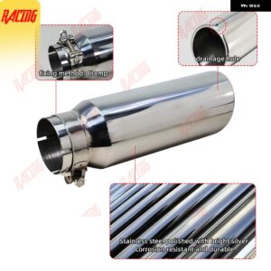 3インチ インレット エキゾースト チップ ブラックパウダーコーティングボルト締め/ エキゾースト テールパイプ チップ トラックマフラー システム 装飾 - Silver