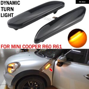 LED ウィンカーライト ミニクーパー R60 R61 カントリーマンペースマンサイド マーカー 流れる ダイナミック シーケンシャル ウインカー インジケータ ー - Dynamic Smoked Black