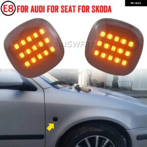 2X ダイナミック 流れる LED ウィンカーサイド マーカー ライトウインカー ランプスモークレンズ シュコダ ファビアオクタビアルームスターラピッド アウデ - Dynamic Smoked Type