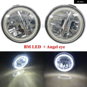 スズキ フロントバンパー LED レンズフォグ DRL 12V 日産 セレナスター ランディ C26 2010-2019 エンジェルアイ フォグラ - BM-white-Angel eye