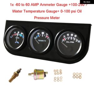 52MM 3IN1 油圧計 油温計 + 水温計 + 油圧計キット 電圧計 トリプルメーター - 5