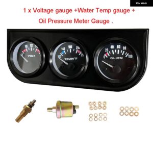 52MM 3IN1 油圧計 油温計 + 水温計 + 油圧計キット 電圧計 トリプルメーター - 4