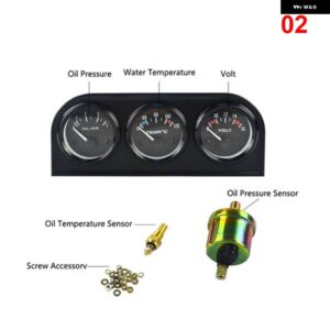52MM 3IN1 油圧計 油温計 + 水温計 + 油圧計キット 電圧計 トリプルメーター - AW C3-2