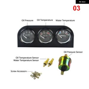 52MM 3IN1 油圧計 油温計 + 水温計 + 油圧計キット 電圧計 トリプルメーター - AW C3-3
