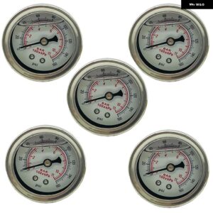 燃料圧力ゲージ 液体0-100 PSI 0-160PSI 0-11 KPA油圧ゲージ 1/8インチNPTブラック/ホワイト - 5PCS White