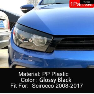 VW シロッコ 2008-2017 アイブロウ ヘッドライト まぶた蓋ブラックカーボン PP プラスチック 外装チューニングパーツ
