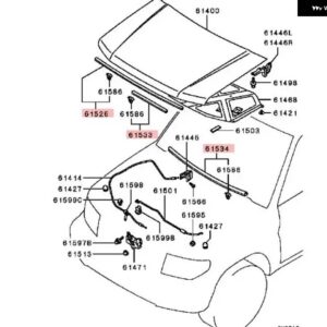 1 3ピースフード ゴムシール パジェロ ミニ H60 ボンネット ゴム ストリップ モンテロ ピニンボディゴム イオ MR313797 - 3 pieces