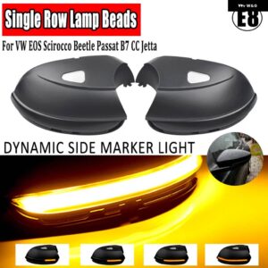 2X VW パサート CC B7 ビートル シロッコ ジェッタ MK6 ユーロ LED サイド ウイング ダイナミック ターン シグナル ライト バックミラー インジケーター - Single Row-Yellow