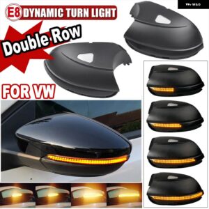 2X VW パサート CC B7 ビートル シロッコ ジェッタ MK6 ユーロ LED サイド ウイング ダイナミック ターン シグナル ライト バックミラー インジケーター - Double Row-Yellow