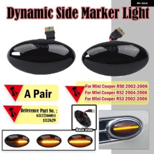 ミニ クーパー R50 R53 2002-2006 ダイナミック LED ウィンカー サイド マーカー ライト ミニ クーパー R52 2004-2008 LED サイド リピーター ランプ - Dynamic Smoked