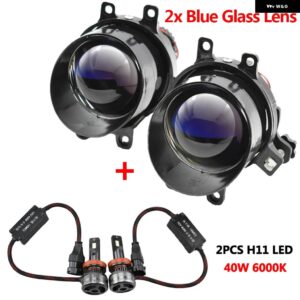 2X フォグランプ カムリ/ カローラ /ヤリス/アベンシス/オーリス/RAV4 3.0 バイキセノンレンズ D2H H11 HID ドライビングランプチューニング - Blue-LED-40W