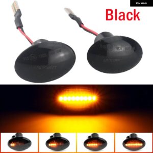 2個 サイドマーカー ライトウィンカー フィアット 500 500C 500L LED ダイナミック T10 ランプアバルト 500 595 695 フェンダー ライト - Dynamic Black Type