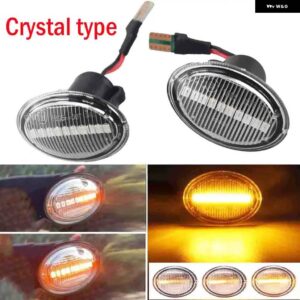2個 サイドマーカー ライトウィンカー フィアット 500 500C 500L LED ダイナミック T10 ランプアバルト 500 595 695 フェンダー ライト - Dynamic Crystal Type