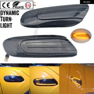 2個 ミニクーパー 1 F55 F56 F57 ダイナミック シーケンシャル LED フェンダー マーカーライト サイドマーカー ランプインジケーター ウィンカーライト - Dynamic Smoked