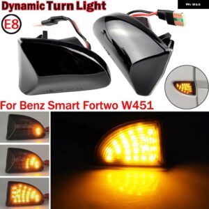 2個 スモークレンズアンバー LED ダイナミック サイドマーカー ライト ウィンカーライト スマートフォーツー 451 MK1 MKII 2007-2015 - Star-Black