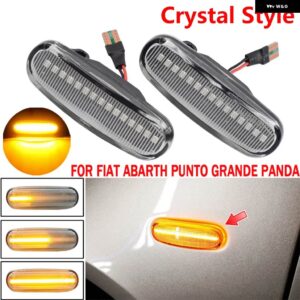 2個 ダイナミック LED サイドマーカー ライト シーケンシャル ウィンカーランプ フィアット パンダ 169 グランデ プント INKL EVO DOBLO FIORINO LINEA - Crystal style