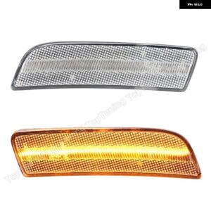 2個 アンバー LED サイドマーカー ライトフロントバンパー ランプ VW ティグアン 2008-17 - clear
