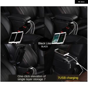 WULING CONFERO S アームレストアームレストボックス 中央収納ボックス USB LED ライト付き - B1 LEDblack line7USB