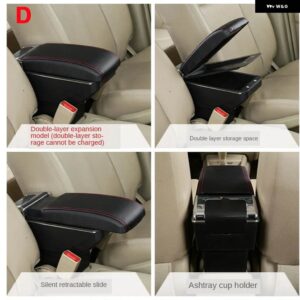 WULING CONFERO S アームレストアームレストボックス 中央収納ボックス USB LED ライト付き - D1 telescopic black