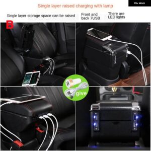 WULING CONFERO S アームレストアームレストボックス 中央収納ボックス USB LED ライト付き - B1 LED black 7USB